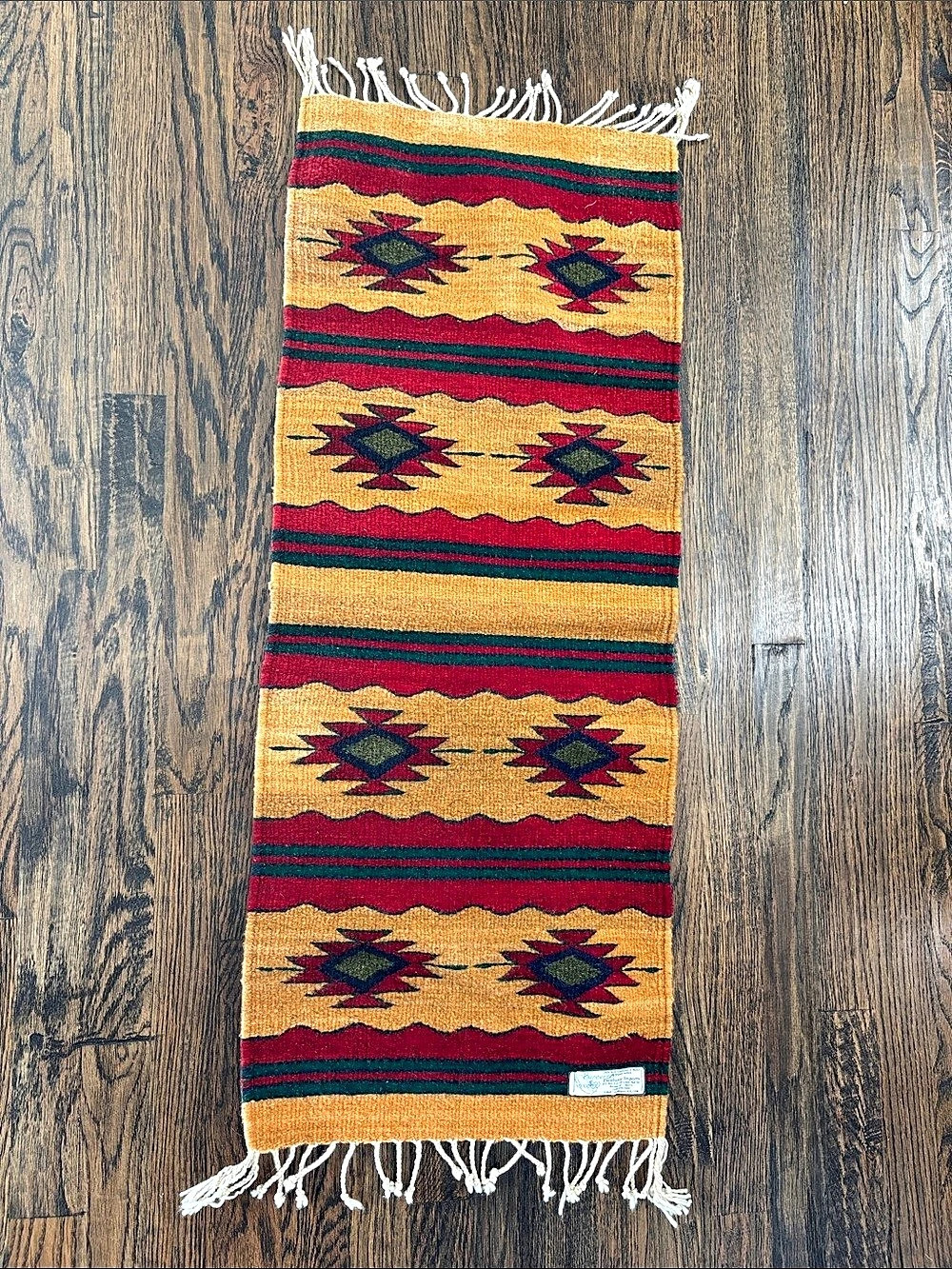 Vintage Escalante Imports Zapotec Indian Handwoven 100% Wool Runner Rug 39" x 15